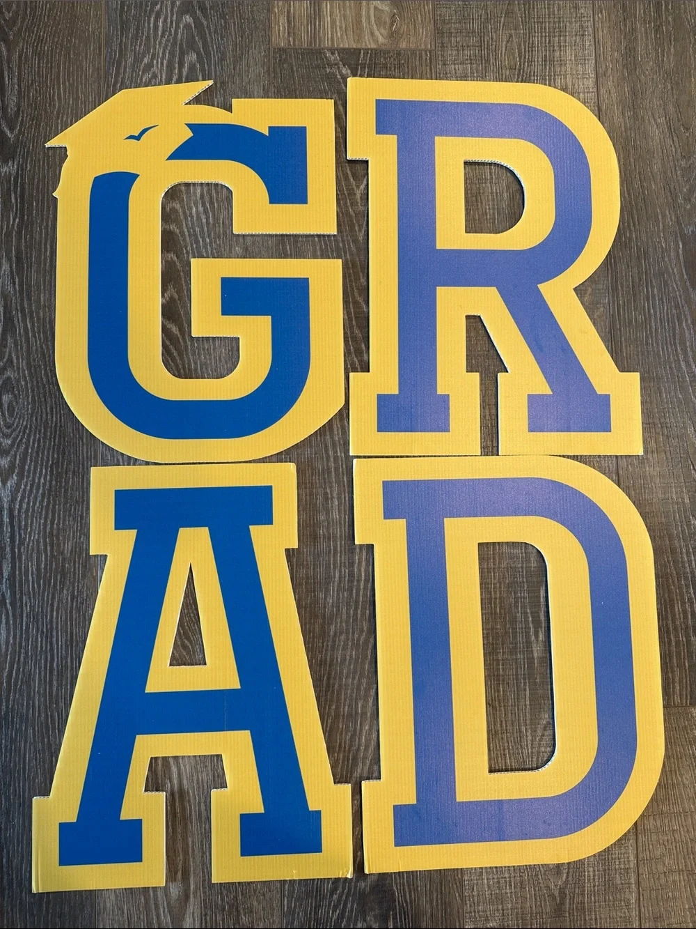 Graduation Yard Sign Set - Blue & Yellow 2026 GRAD